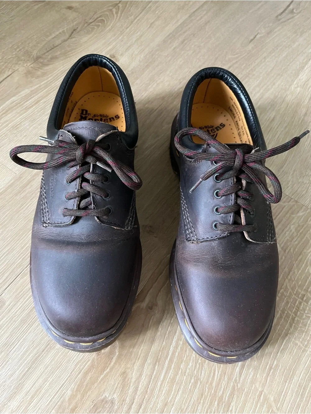 Dr. Martens Brown Leather Derby Oxfords with Black Collar/Made in England